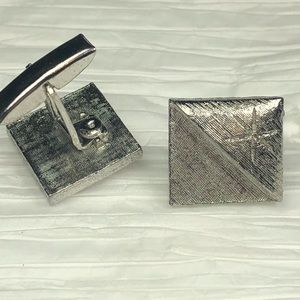 VTG Mens Cufflinks Silver Tone 3D Geometric